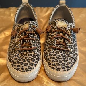 Sperry Leopard Print Sneakers with Tan Laces